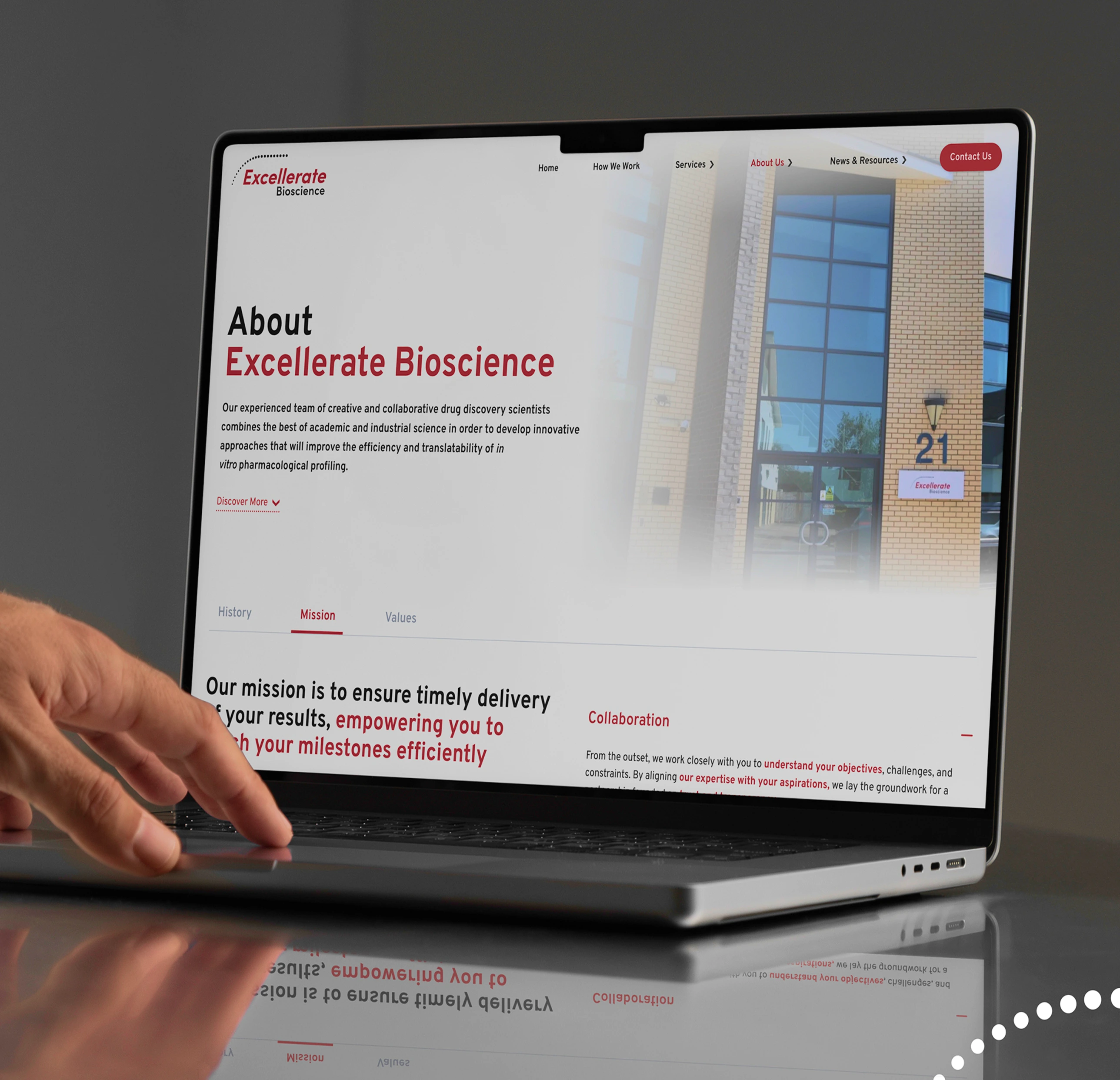 Excellerate Bioscience website by 628 Studio.