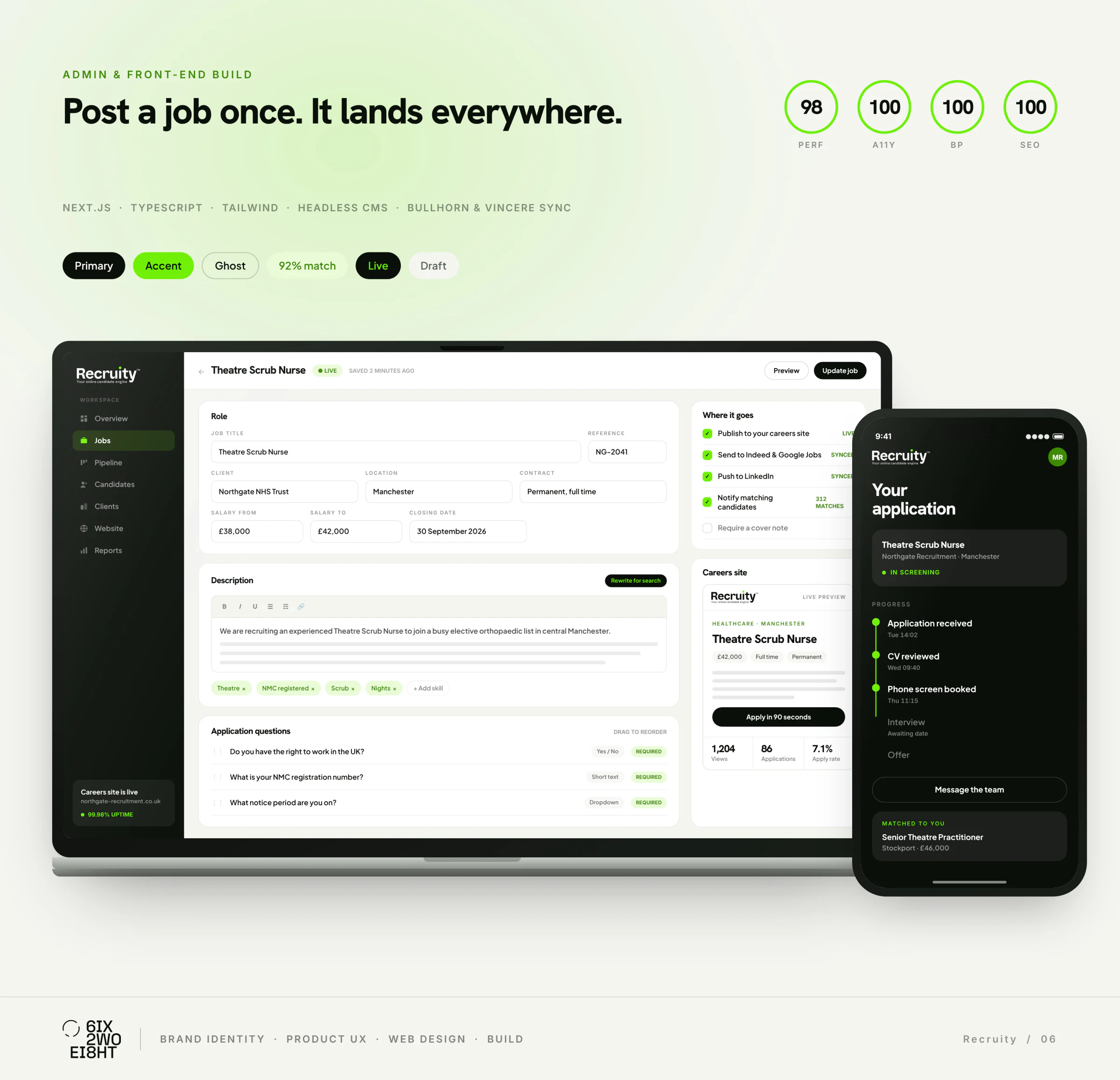 The Recruity admin and build