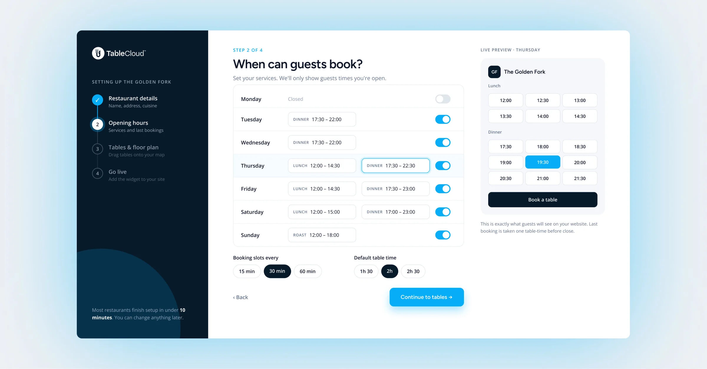 Setting when guests can book