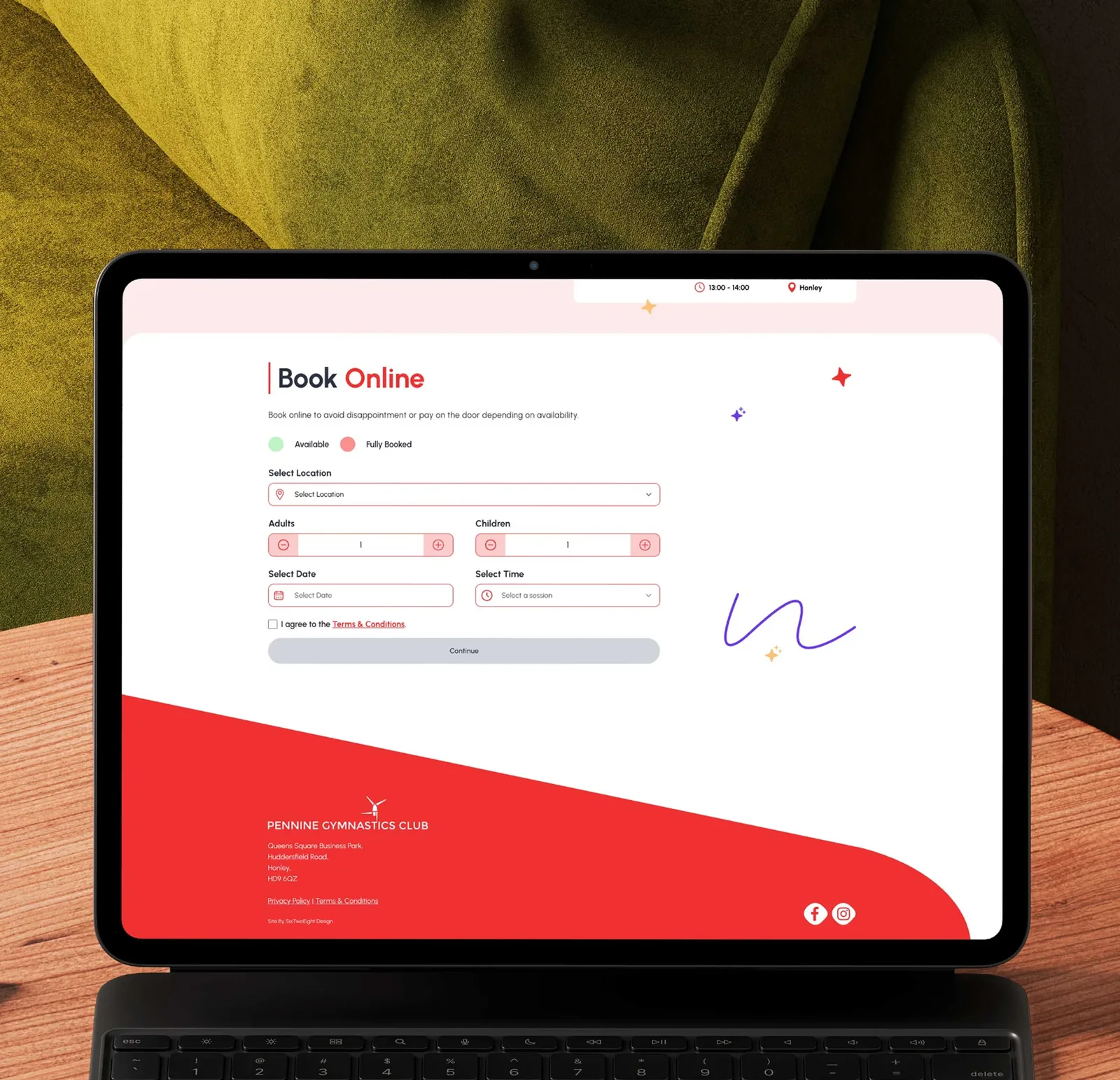 The same booking journey running on a tablet