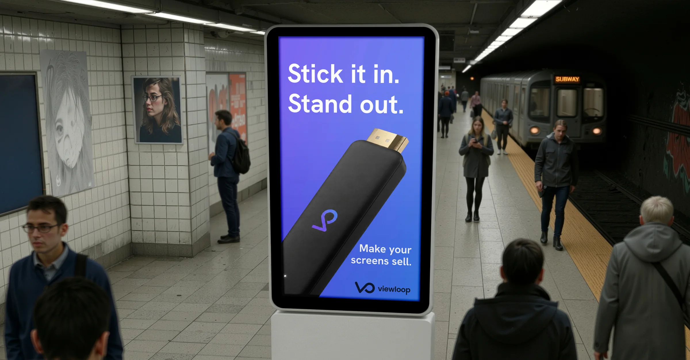 ViewLoop digital signage in a metro station