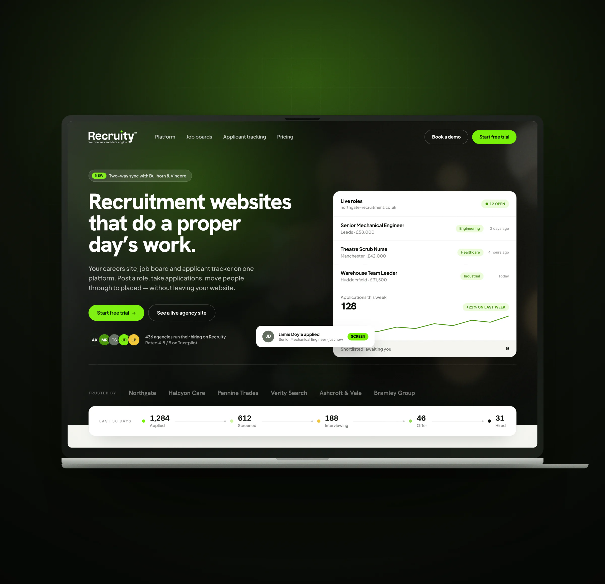 The Recruity homepage