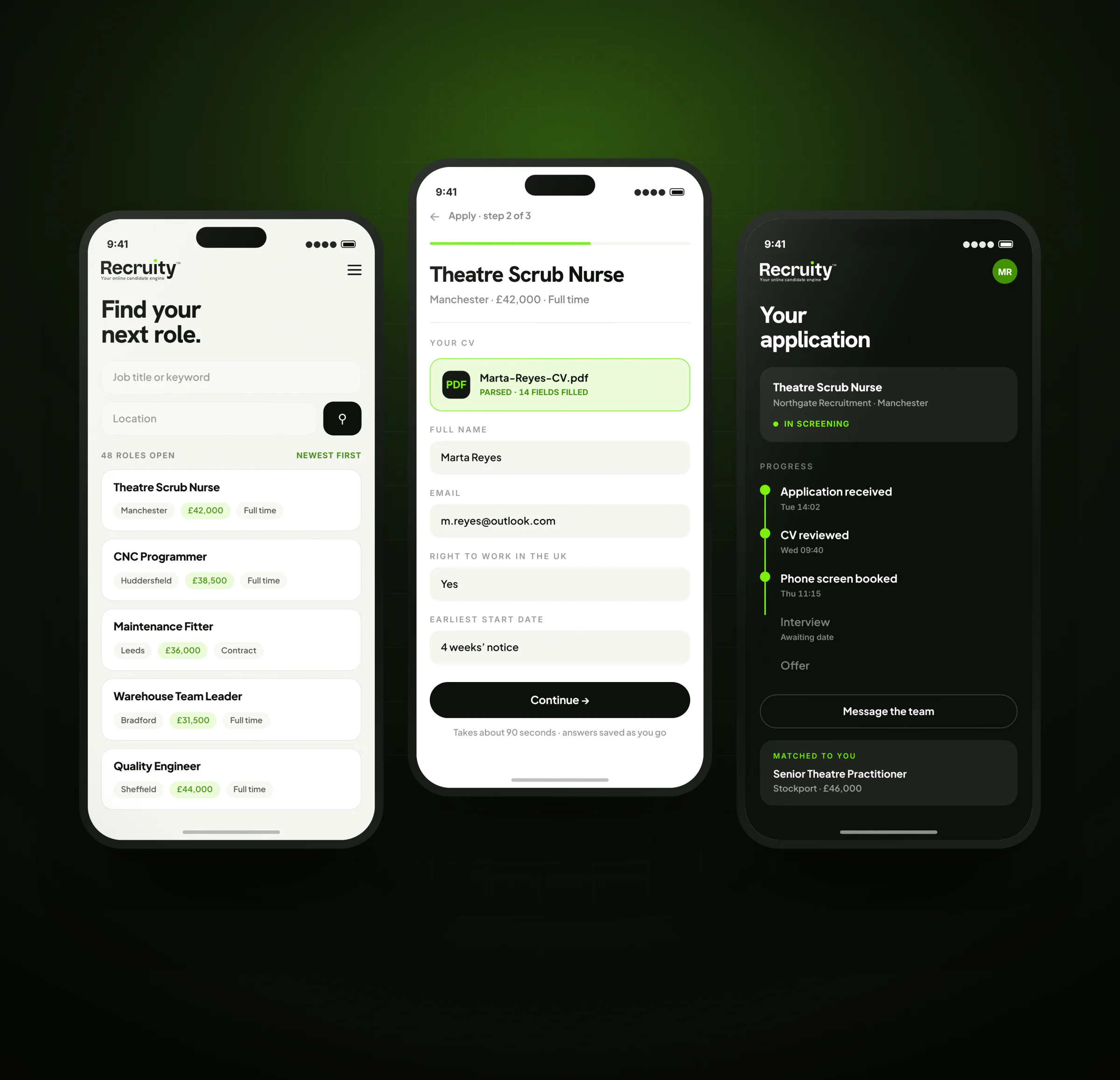 Recruity on mobile