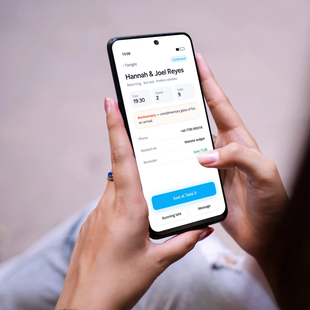 A booking being taken on a phone