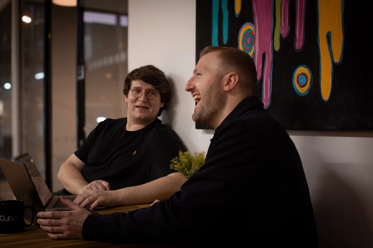 Luke and Kryspin at the studio