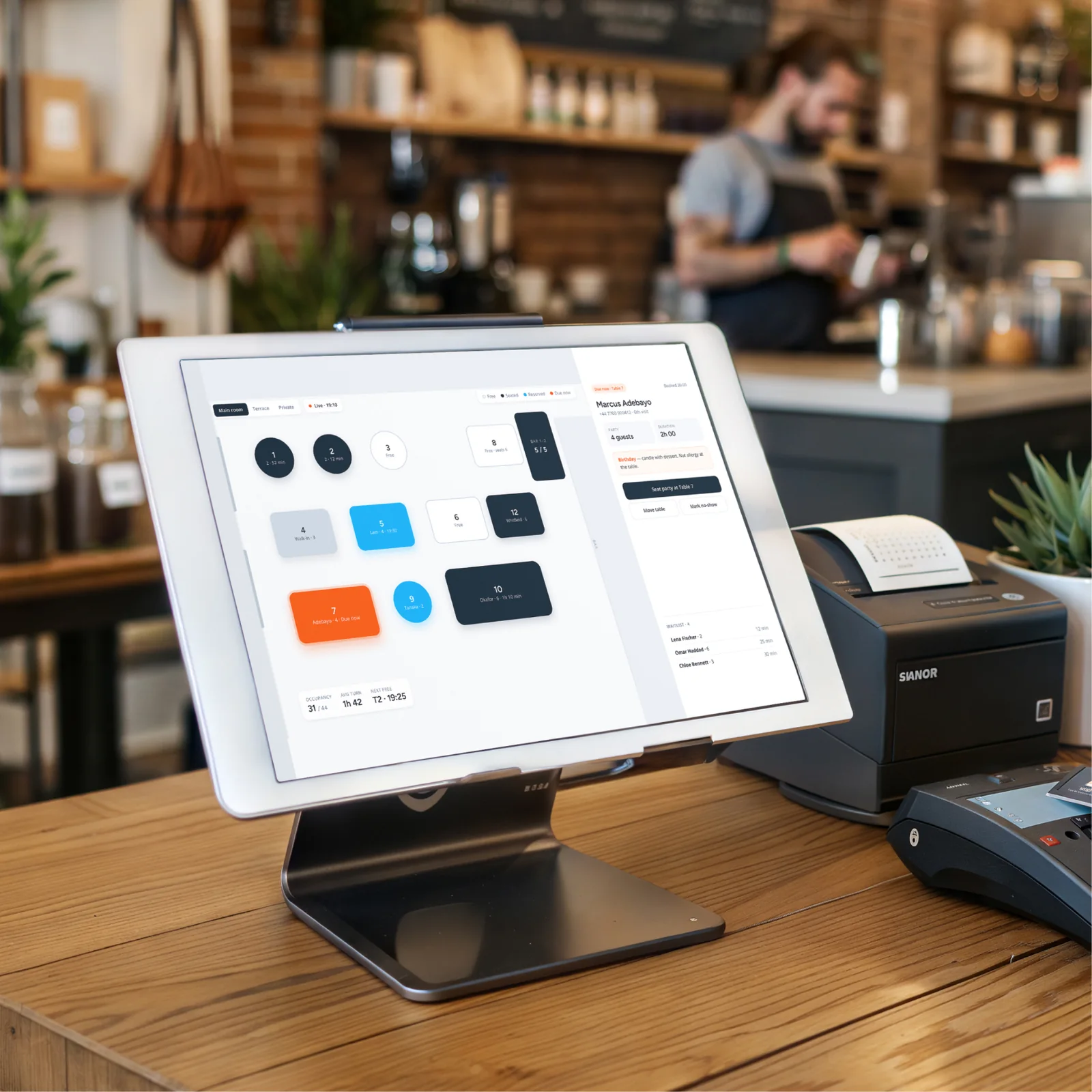TableCloud running on a terminal behind the counter