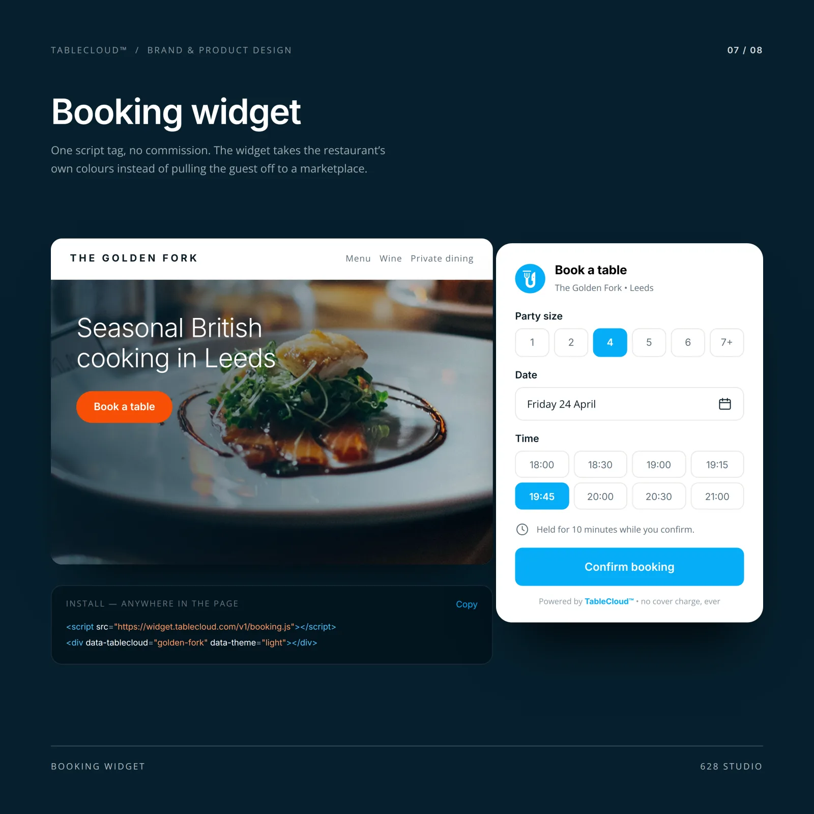 The TableCloud booking widget